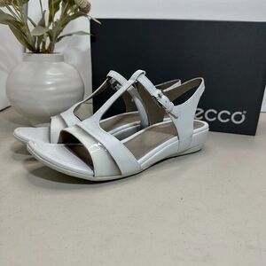 New Ecco Touch 25 S Leather Wedge Sandal White 262113 Women's 10 -10.5/EU41 NWB
